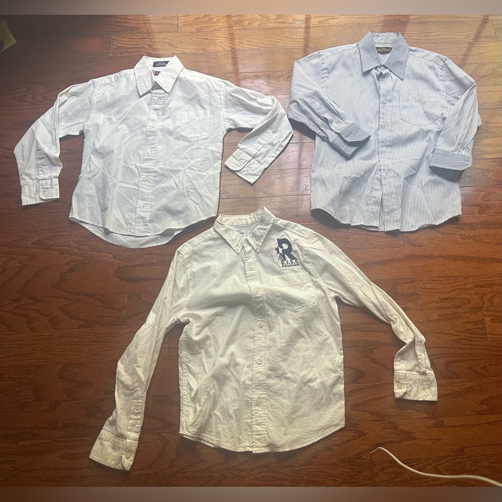 Old Navy Boys White & Light Blue Button-Down Shirts Trio Size 8 3 pcs